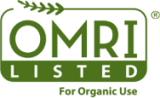 OMRI Listed certification badge – approved for organic use in soil and plant nutrients